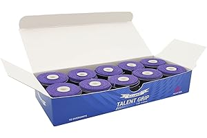G-Lueck Lot de 10 bandelettes de tennis (très adhérentes) | Épaisseur 0,50-0,60 mm | Surgrip pour raquettes de badminton de squash et kicker avec bande de fermeture autocollante | Antidérapant