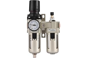 HAOFY Filtro Regolatore Aria Compressa 3/8" AC3010-03 in Lega di Alluminio Separatore Olio Acqua Umidit¨¤ Adatto per Uso Industriale e Officina