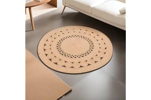Dekorist Round Jute Rug, Decorative Boho Round Area Rug Carpet, Natural Beige - Spiral Jute Area Rugs for Living Room, Kitchen, Bedroom, 120 cm, Lascar