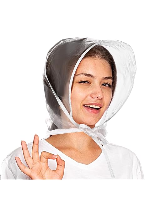 Rain Scarf Waterproof Women Clear Plastic With Visor Reusable