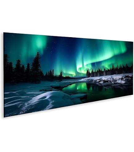 islandburner Quadro su tela Aurora Boreale sopra il villaggio di pescatori Illuminazione della costa Inverno Isole Lofoten N Quadri Stampe Immagini Murale Decorazione da parete