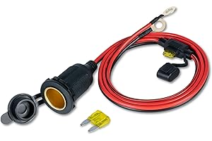 FBBULES 12V/24V Auto Steckdose, Zigarettenanzünder Buchse Wasserdicht Kfz Steckdose mit 2 Stück 20A Sicherung und 1M 14AWG Verlängerungskabel für Auto Motorrad Marine Wohnmobil Boot