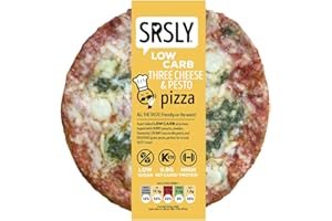 SRSLY Low Carb Three Cheese & Pesto Keto Pizzas | 9 Inch | Multipack of 9 | Low Carb | Low Sugar | High Protein | No Compromise (Three Cheese & Pesto, x9 Pizza's)