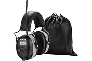 ZOHAN 042 Cuffie radio anti rumore cuscinetti auricolari sostituibili, protezione dell'udito FM/AM con borsa da trasporto, SNR 30dB per falciatura/costruzione/falegnameria/tempo libero