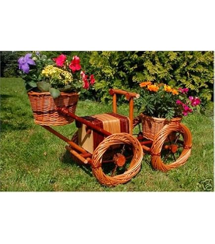 Handgeflochtenes Weiden-Dreirad Als Blumenkübel – Natürliches Rattangeflecht, Bepflanzbar, Für Garten & Balkon
