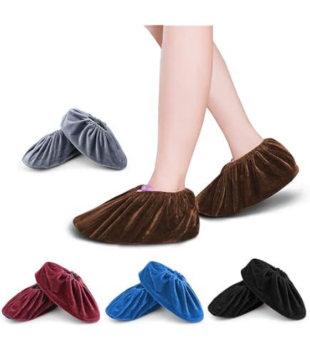 Copriscarpe Riutilizzabili, 4 Paia Copriscarpe, Copriscarpe Antipolvere, Copertura Scarpe di Antiscivolo, Lavabili Copriscarpe antipolvere per uso domestico per la pulizia della casa - One Size (Nero