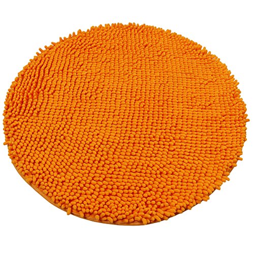 Luxbon Chenille Teppiche Stopp Antirutschmatte Badteppich Fussmatte Boden Sofa Matte Modern Orange Rund Ø 60 cm - 2