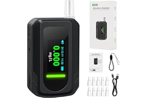 woeaozy Ethylotest Electronique - Alcootest avec capteur électrochimique et Commande à 1 Bouton, Ethylometre avec 10 Embouchures, Test Alcoolémie précis de la Police