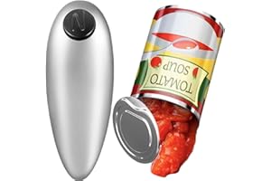 YUET Abrelatas Eléctricos, Abridor de Tarros Eléctrico, Abridor de Latas, Abrelatas Seguro para Mayores, Niños y Cocineros, Abrelatas de Manos Libres con Menos Esfuerzo para Abrir (Plata)