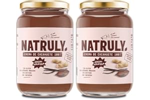 NATRULY Crema de Cacahuete Sin Azúcar, Vegana, Sin Gluten, Sin Lactosa, 100% Cacahuete Natural (Cacao+Vainilla) Pack 2