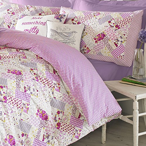 Kirstie Allsopp 'Gracie' Bed set, duvet cover and pillow case set in pretty patchwork pink (Double duvet set) by Kirstie Allsopp