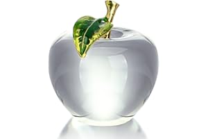 H&D HYALINE & DORA Crystal Apple Paperweight Ornament,Glass Fruit Collectible Figurine with Gift Box
