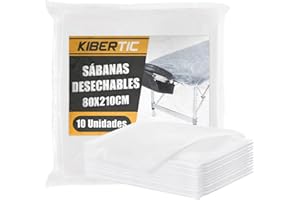 KIBERTIC - 10 Uds Sábanas de Camilla Ajustables Desechables 80x210cm de TNT SMS | Funda Camilla Masaje |Blanca Tela Desechable para Camilla,Funda Colchón, Hotel, Salón de Belleza y Estética