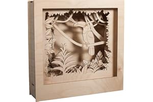 Rayher 62853505 Kit bois cadre à motif 3D Toucan, FSC 100%, nature