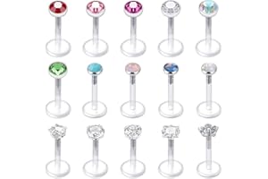 Longita 16G Bioflex Piercing Labbro Retainer Labret Stud Chiaro Labbro Cerchio Flat Piercing Labbro Piercing Trago Helix Orecchino 6-12MM