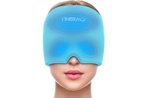 ‎I THERAU iTHERAU Migräne Maske Kopfschmerzen Maske, 360° Abdeckung Einstellbar Migräne Mütze Migraine Relief Cap, Kalt Warm Kompresse Kühlpads Gel für Kopfschmerzen, Geschwollene Augen, Nebenhöhlen