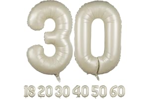 luftballon 30 jahre | Beige 30 ballons-40"-101cm 30 Geburtstagsdeko -20 Folienballon Zahl Deko zum Geburtstag fliegt mit Helium 30 Geburtstag für Männer Frauen 30 Geburtstagsparty Jubiläum