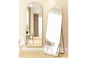 BAI YOU MEI Spiegel ganzkörper 150cm*40cm Ganzkörperspiegel Standspiegel Spiegel Groß Wandspiegel mit Ständer zum Stehen oder Anlehnen Matt Beige(Gold A)