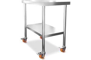 ‎FROADP Froadp Arbeitstisch Edelstahl Küche 85x76x46cm Multifunktionale Edelstahltisch mit Rollen und Ablagefläche Küchentisch für Lebensmittelzubereitung Zubereitungstisch Gastronomietisch Grilltisch - M