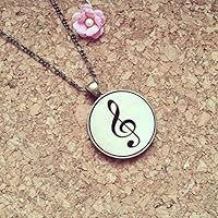 Notenschlüssel Kette Holz-Art, Musik / clef / music / vintage / ethno / hippie / must have / statement / florabella schmuck