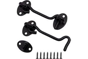 Primasage 2 Stück Sturmhaken mit Öse 3,94in Sturmhaken Edelstahl Riegel tür Sturmhaken mit 8 Schrauben für Schaukels Chranktüren Holztüren Lamellenholz Gartentüren Zaunschlösser(Negro)