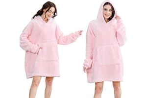 WUHUHAI Blanket Hoodie, Oversized Blanket Hoodie Comfy & Fluffy Wearable Blanket Soft Sherpa Fleece Throw Hooded Giant Sweatshirt for Unisex