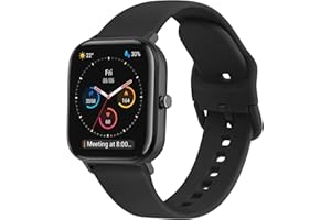 Mugust Correa 20mm para Amazfit Bip/Bip Lite/Bip U/Bip U Pro/Bip 3/Bip 3 Pro/Bip S/Bip S Lite Mujer Hombre, Silicona Suave para Amazfit Bip 3 Pro(Negro)