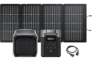 EF ECOFLOW ECOFLOW Mobile Air Conditioner WAVE 2 with DELTA 2 Power Station and 220W Solar Panel, 5100 BTU fast cooling, 6100 BTU heating, control via app