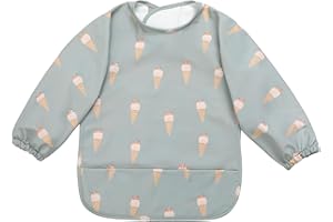 Kindsgard Ärmellätzchen Baby aus 100% recyceltem Polyester – wasserdicht, BPA & PVC-frei, leicht zu reinigen, mit langen Ärmeln & Auffangtasche – ab 6 Monaten