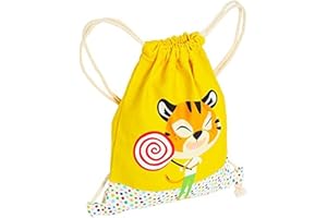 DRAEGER PARIS 1886 Draeger – Mochila para niños, diseño de tigre – Bolsa de tela 100% algodón – Ideal para guardar los juguetes o el sabor