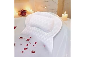 ADOV Almohada de Baño, Lujo Ergonómico Cojín Baño con 6 Ventosas Antideslizantes, Suave Cómoda Bañera Reposacabezas con Malla Aire 3D Soporte para Espalda Hombros y Cuello, Adecuado para Jacuzzi SPA