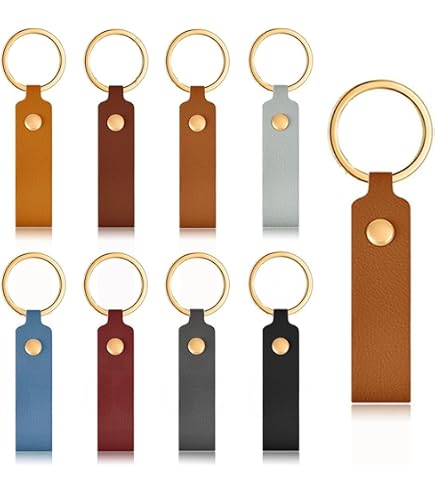 SUNNYCLUE 24 pz 8 Colori Portachiavi Vuoto Finta Pelle Portachiavi Sfuso Colorato Rettangolare Incisione Portachiavi Grezzi con Portachiavi in Ferro Argentato per Portachiavi Catena Timbratura Fai da
