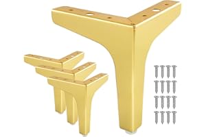 EETU 6"/15cm Triangle Furniture Legs, Set of 4 DIY Modern Metal Diamond Sofa Feet Replacement for Cabinet Cupboard Sofa Couch Chair (Gold)