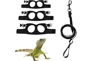 MIOYOOW Correa de arnés de dragón barbudo, arnés ajustable para reptiles con correa de 6.6 pies para geco, iguana, hámster, cobayas, animales pequeños