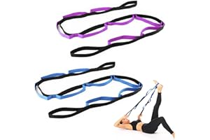Yoga Stretch Gurt,RUNEAY 2 Stück Yogagurt Yoga Stretch Gurt Stretchgurt Gymnastikband mit 8 Schleifen/Fitness Pilates Physiotherapie Stretch Gurt für Trainingsband Fitnessband Tanztraining Gymnastik