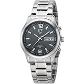 ETT Solar Funkuhr Herren - Edelstahl Armbanduhr Mit Digitalem Datum