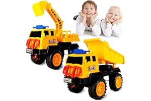 CaiYuanGJ 2 Stück Spielsachen Baufahrzeuge, Bagger Spielzeug, Baby Spielzeugauto, Spielsachen Baufahrzeuge für Kinder, Bagger Konstruktionsfahrzeuge, Geschenke für Jungen und Mädche