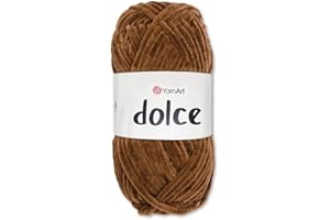 ‎FRIDA'S WOLLHAUS Frida's Wollhaus YarnArt 100 g Dolce Chenille Wolle Garn Stricken Häkeln Amigurumi 64 Farben (791 | Mittelbraun)