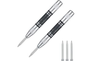 DAJMAIEZ Automatischer Körner, 2-teiliges federbelastetes Mittellocher-Ankörner Werkzeug mit einstellbarer Spannung, Zentrierkörner mit Ersatz-Stanzstempeln für Metall Holz