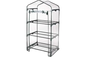 VERDELOOK | Serra Rettangolare con Ruote a 3 Ripiani con Apertura a Cerniera, 69x49x128 cm, con Telo Trasparente in PVC, Serra da Giardino e Balcone, per Protezione Piante, per Giardinaggio