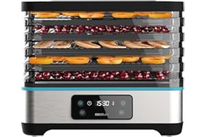 Cecotec Déshydrateur d'Aliments VitaDry Pro. 300 W, Déshydrateur de Fruits avec 5 Plateaux Réglables en Hauteur, Écran Digita