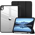 Vobafe Case for iPad A16 11th Generation 11 inch 2025/iPad 10th Generation 10.9 inch 2022, PC Clear Back Cover, Trifold Stand for iPad 11th/10th Gen with Pencil Holder, Auto Wake/Sleep, Black