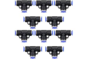 LbsAMP 10 Pieces 8mm T Piece Air Connector Blue PE8 Quick Connectors and Fittings 3 Way Push Fit T Connector Quick Release Air Hose Tube Pneumatic Fittings