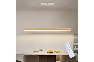 FANLG Lamparas de Techo Colgante, 90cm 15WLampara Techo madera lluminación de Techo vintage 3000K-6000K control remoto Lámpara techo altura ajustable Lámpara Para la Cocina, Dormitorio, Habitación, Salón
