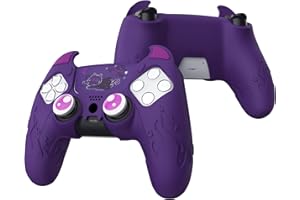 playvital Cute Demon Controller Silicone Case for ps5, Kawaii Controller Cover Gamepad Skin Protector for ps5 with Touch Pad Sticker & Thumb Grip Caps - Purple