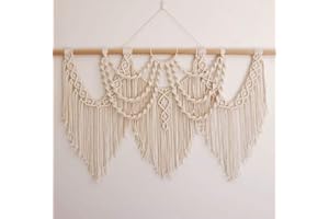 CBXSF Gran Pared Colgante Macramé Decoración de Paredes Bohemias Tapiz de Macramé Encima de la Cabecera Tapices Tejidostelón de Cortina de Boda de macramé,97cm (Anchura) X 70cm (Longitud)