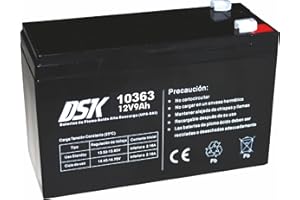 DSK 10363 - Batería de Plomo Recargable de Alta Descarga AGM Sellada de 12V y 9Ah. Ideal para UPS-SAI, Sistemas de seguridad y comunicación, luces de emergencia…