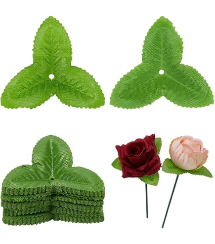 UILYNIU Lot 80 Feuilles Artificielles Vertes – Feuilles De Rose Fausse Pour Mariage, Fête, Bouquets, Décoration Table Bricolage