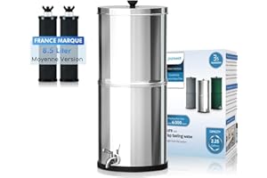 Purewell-2.25 Gallons Système de filtration d’eau avec 2 éléments noirs, Gravité Purificateurs d'eau、Gros Filtre eau， pour les familles, les hôtels et le camping