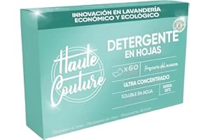 HAUTE COUTURE - Detergente en Hojas - Para Ropa - 60 lavados - Máxima eficacia - Formato predosificado - Fácil transporte - Ecológico - Fácil de usar